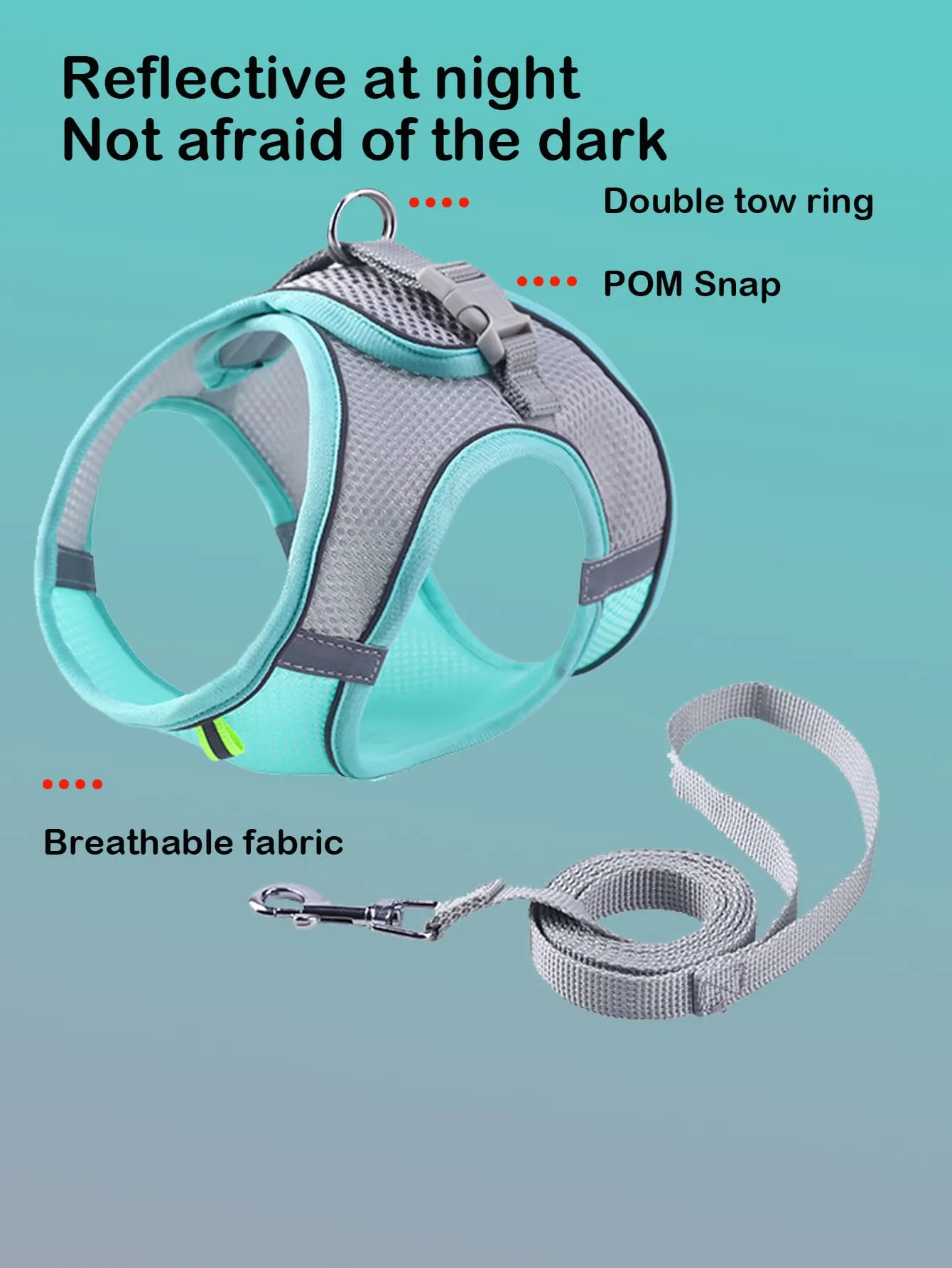 1pc Breathable Pet Harness & 1pc Leash