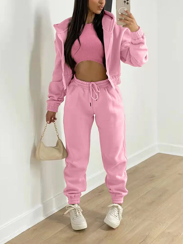 3PC Sweatshirt Hooded Casual Set