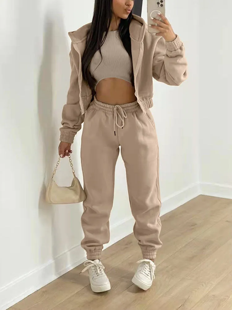 3PC Sweatshirt Hooded Casual Set