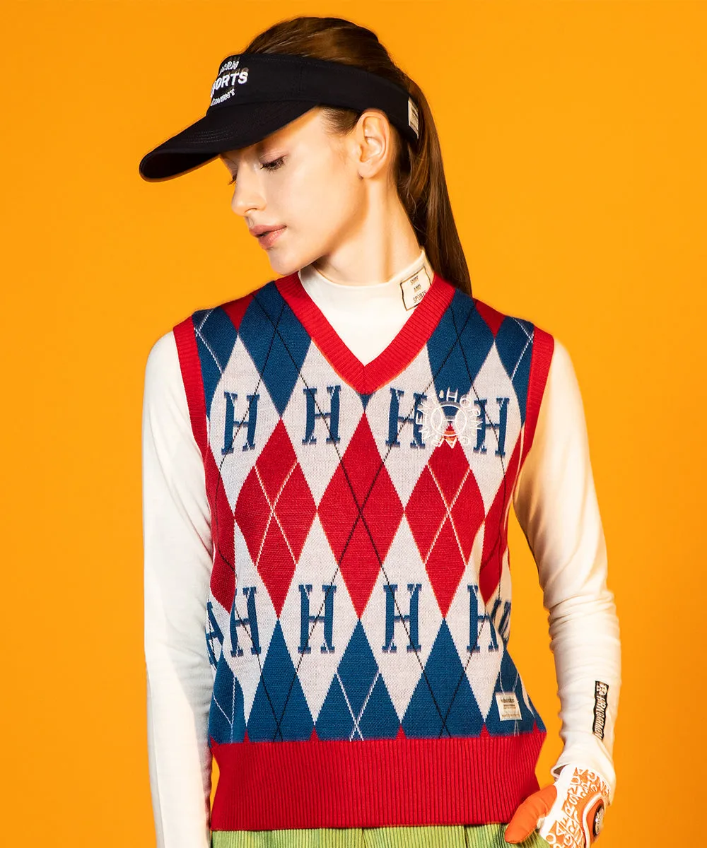 Alton Argyle Knit Vest | WOMEN