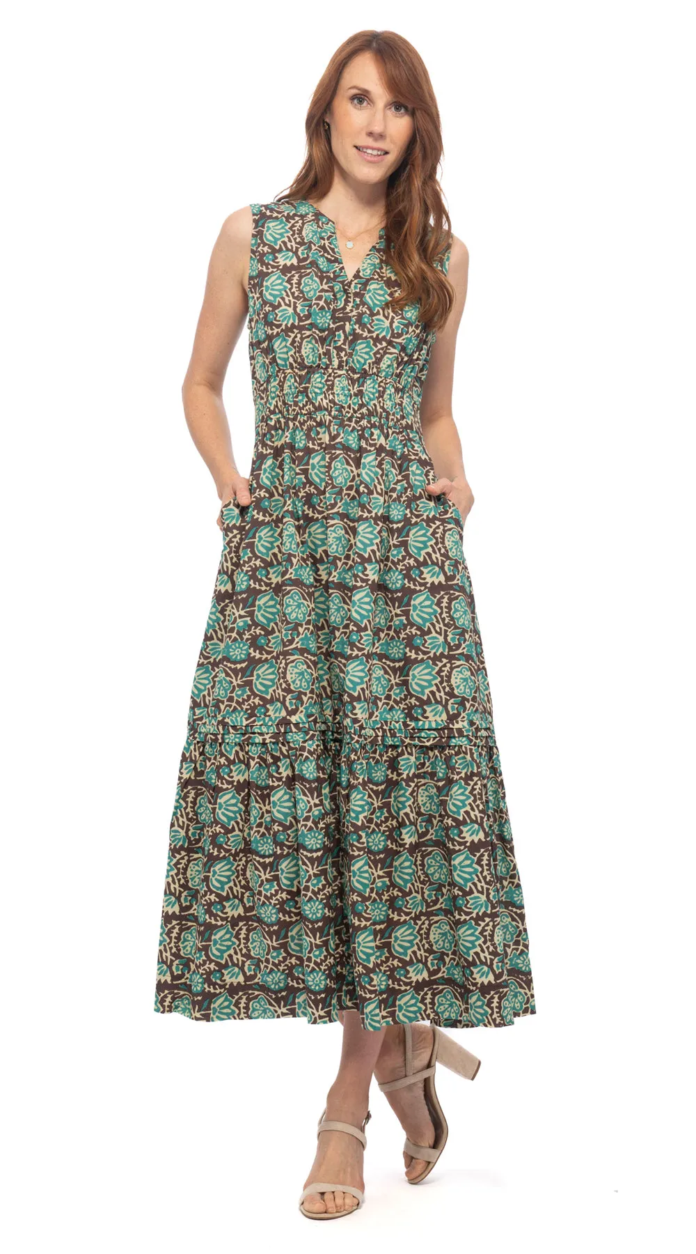 Amy Dress - teal or blue raja - org.cotton