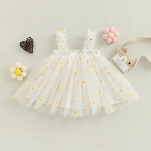 Baby 6M-5Y Toddler Kid Baby Girls Tulle Dress, Daisy Dresses For Girls Party Beach Holiday