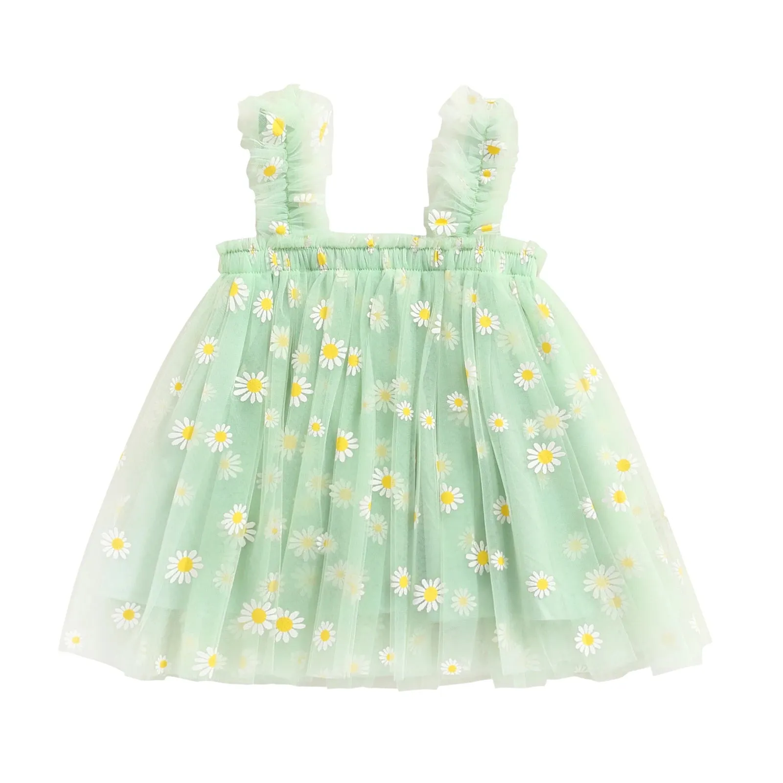 Baby 6M-5Y Toddler Kid Baby Girls Tulle Dress, Daisy Dresses For Girls Party Beach Holiday