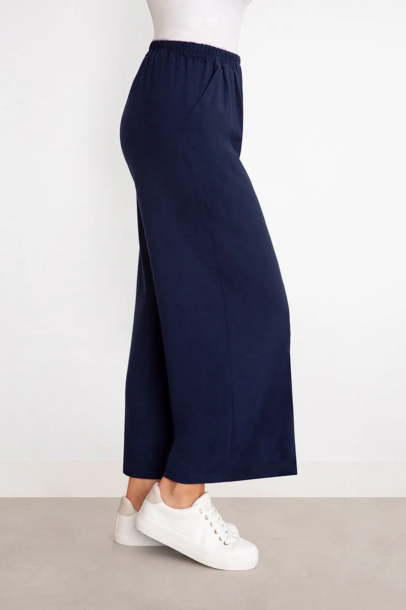 Bamboo Wide Leg Ankle Pant | Sapphire