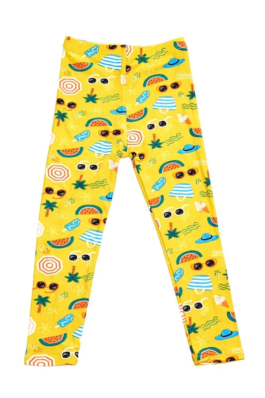 Beach Party Print Ankle Leggings - Kids