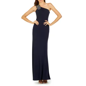 Beaded-Shoulder Jersey Gown