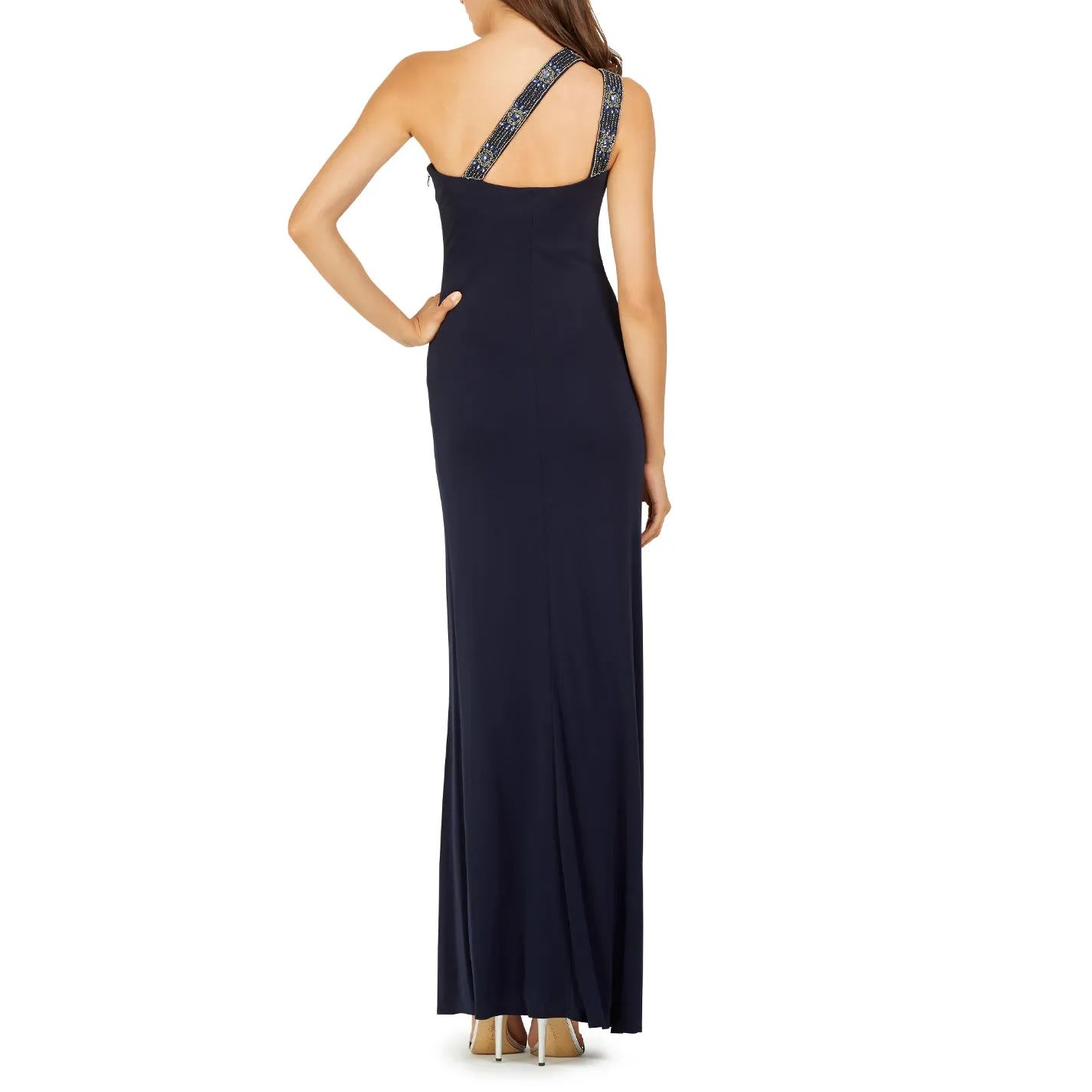 Beaded-Shoulder Jersey Gown