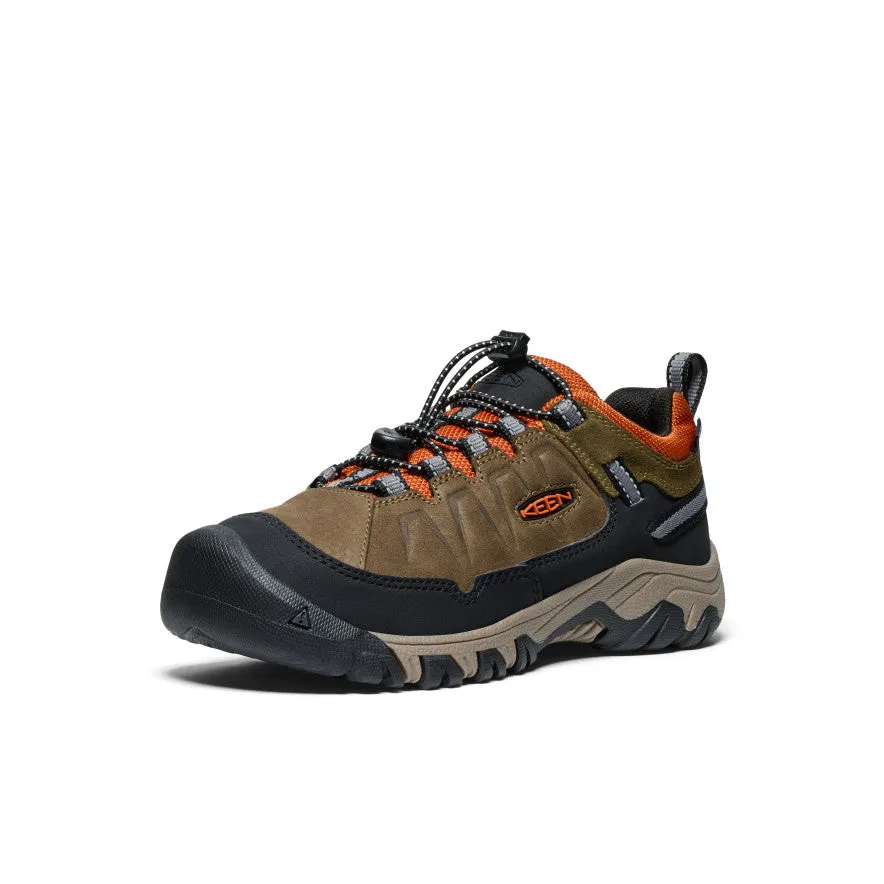 Big Kids' Targhee IV Waterproof Hiking Shoe  |  Dark Olive/Gold Flame