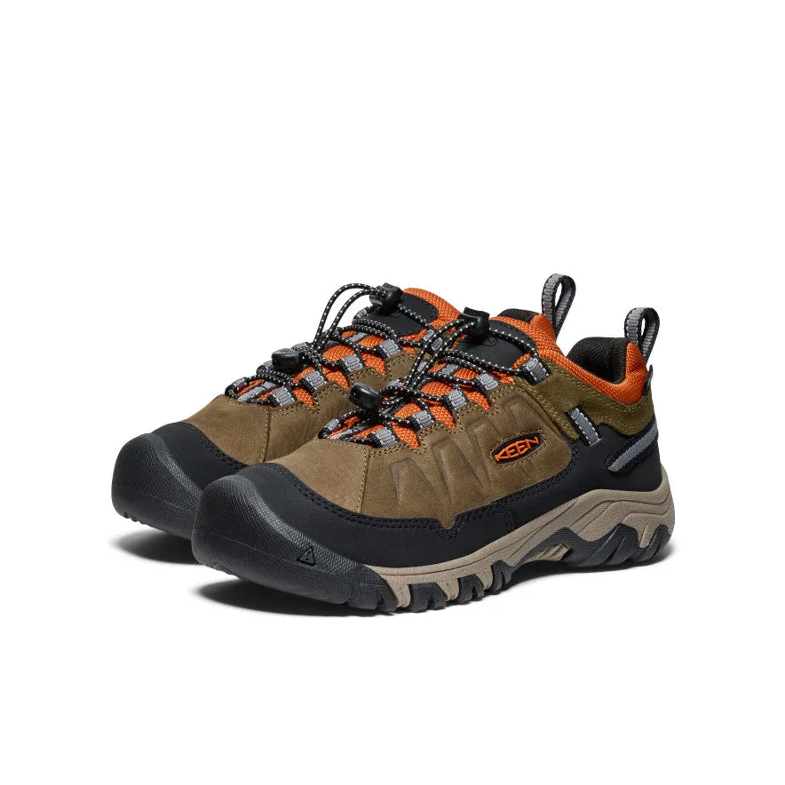 Big Kids' Targhee IV Waterproof Hiking Shoe  |  Dark Olive/Gold Flame