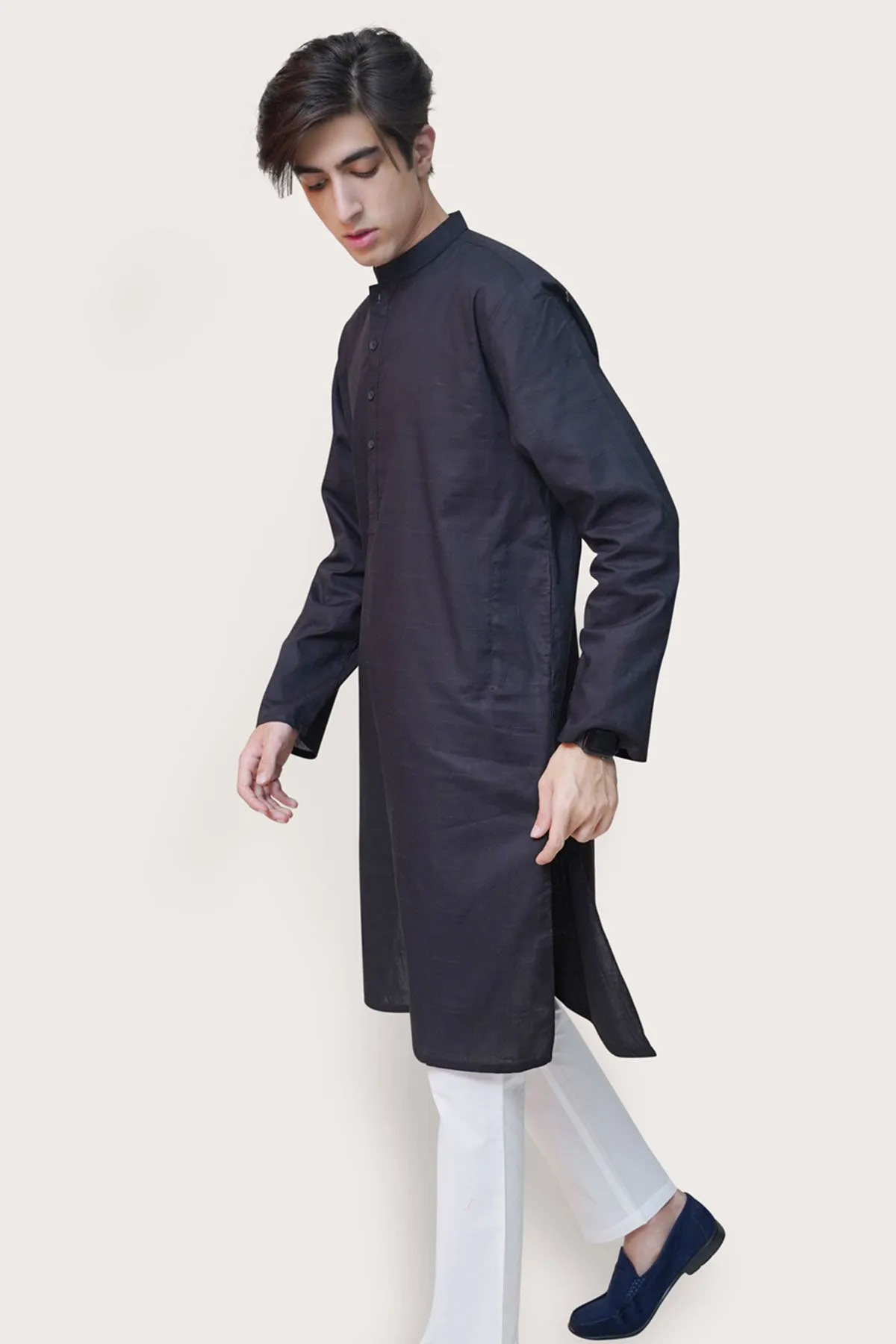 Black Cotton Kurta