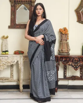 Black Cotton Saree