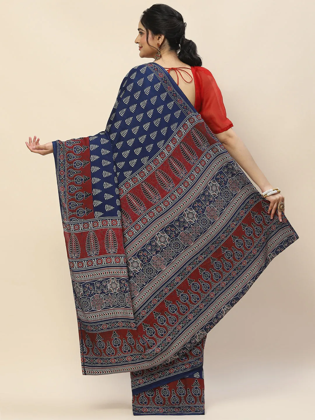 Block Print Cotton Saree