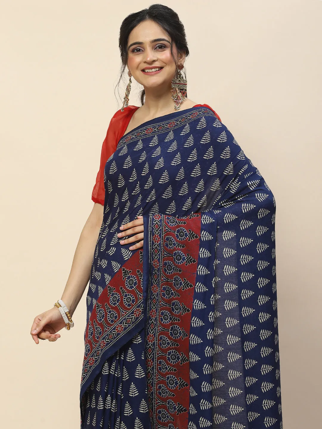 Block Print Cotton Saree