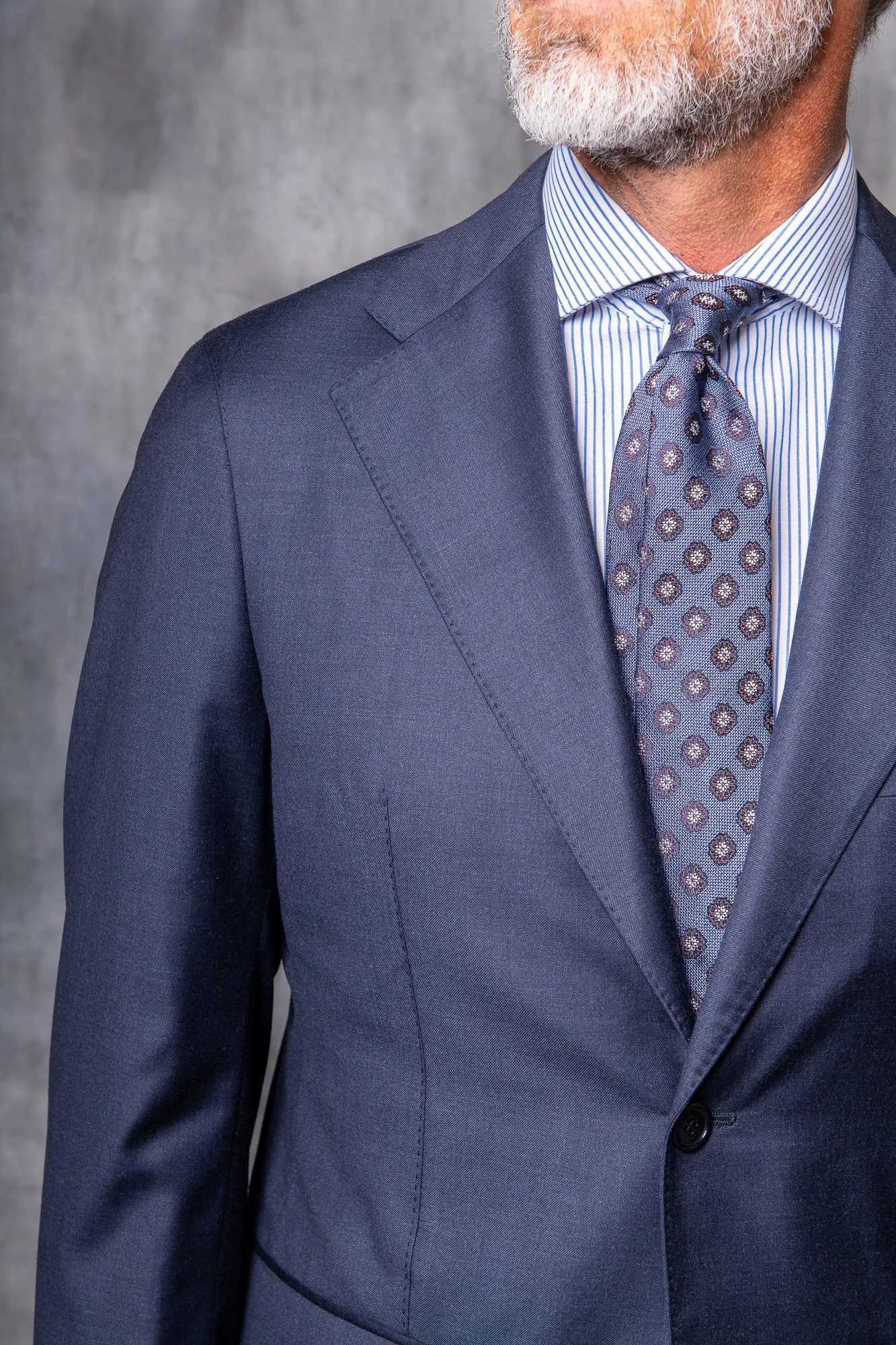 Blue Avio Full Canvas Suit in Loro Piana Wool - Made in Italy