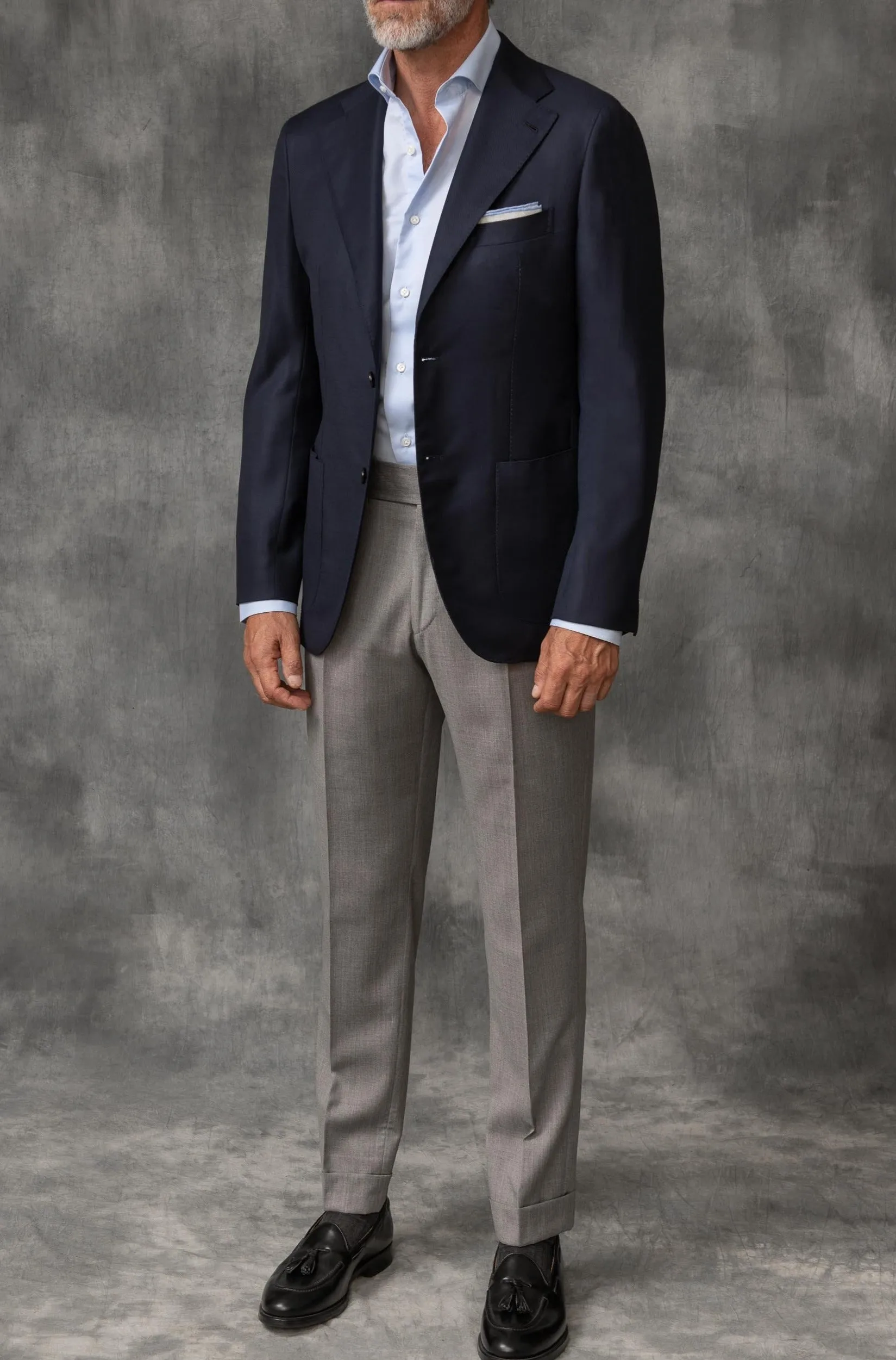 Blue Full Canvas Blazer in Loro Piana Wool - Made in Italy