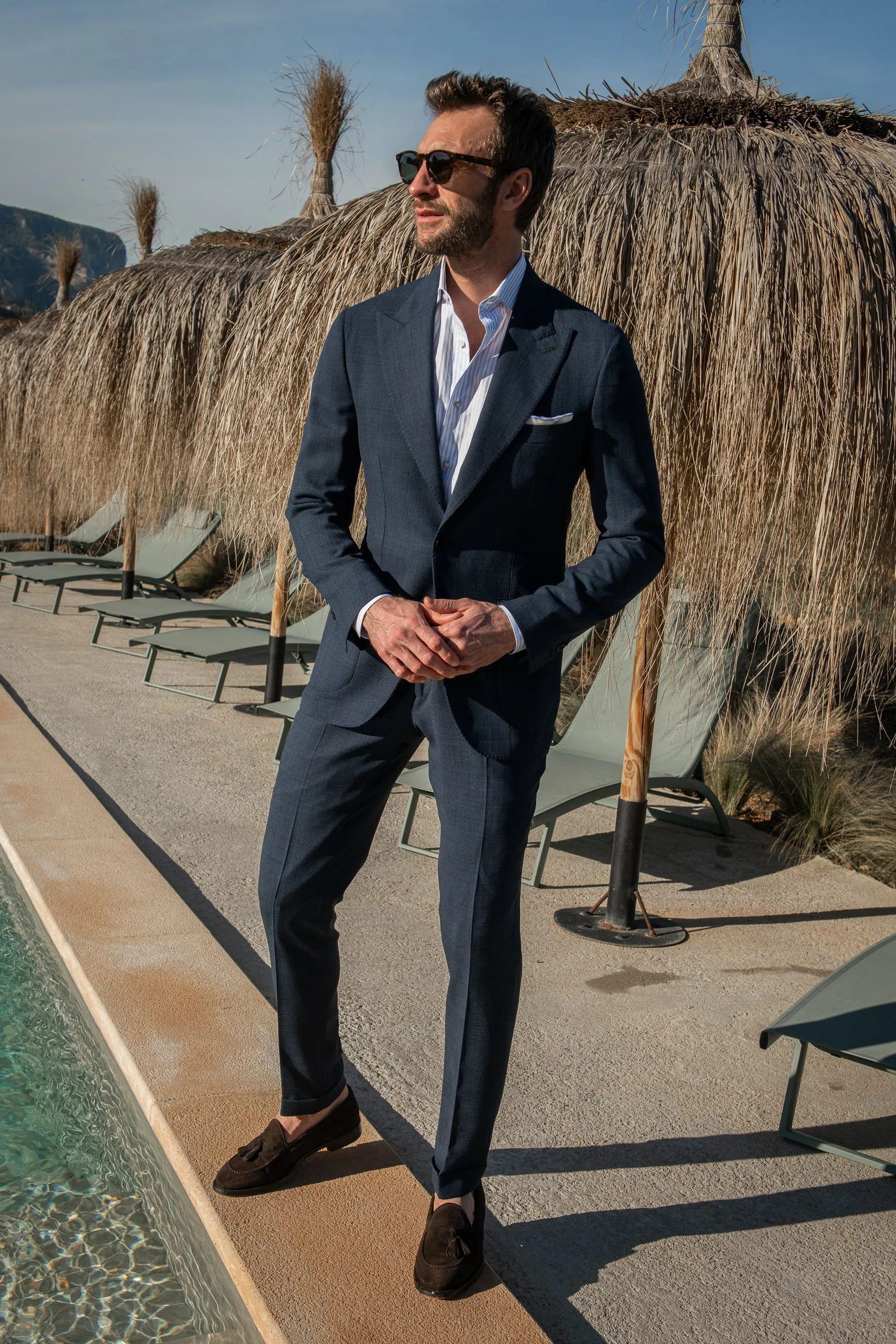 Blue Prince of Wales suit in Loro Piana wool "Soragna Capsule Collection" - Made in Italy