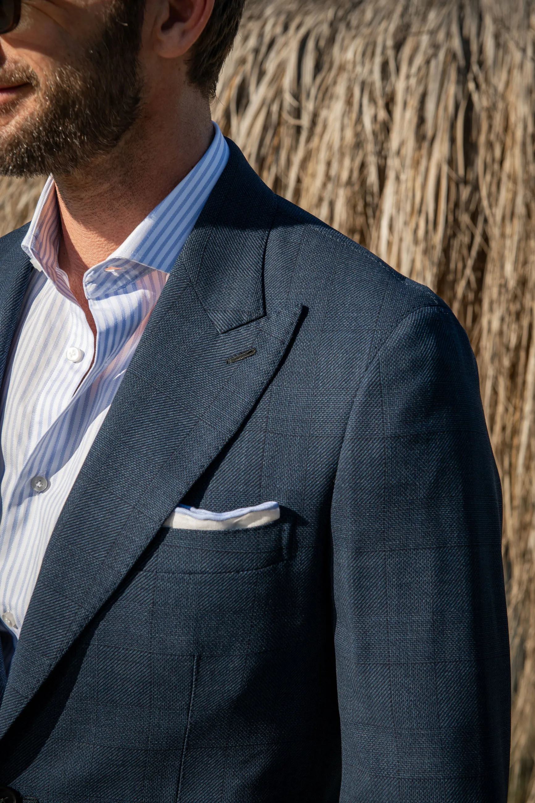 Blue Prince of Wales suit in Loro Piana wool "Soragna Capsule Collection" - Made in Italy