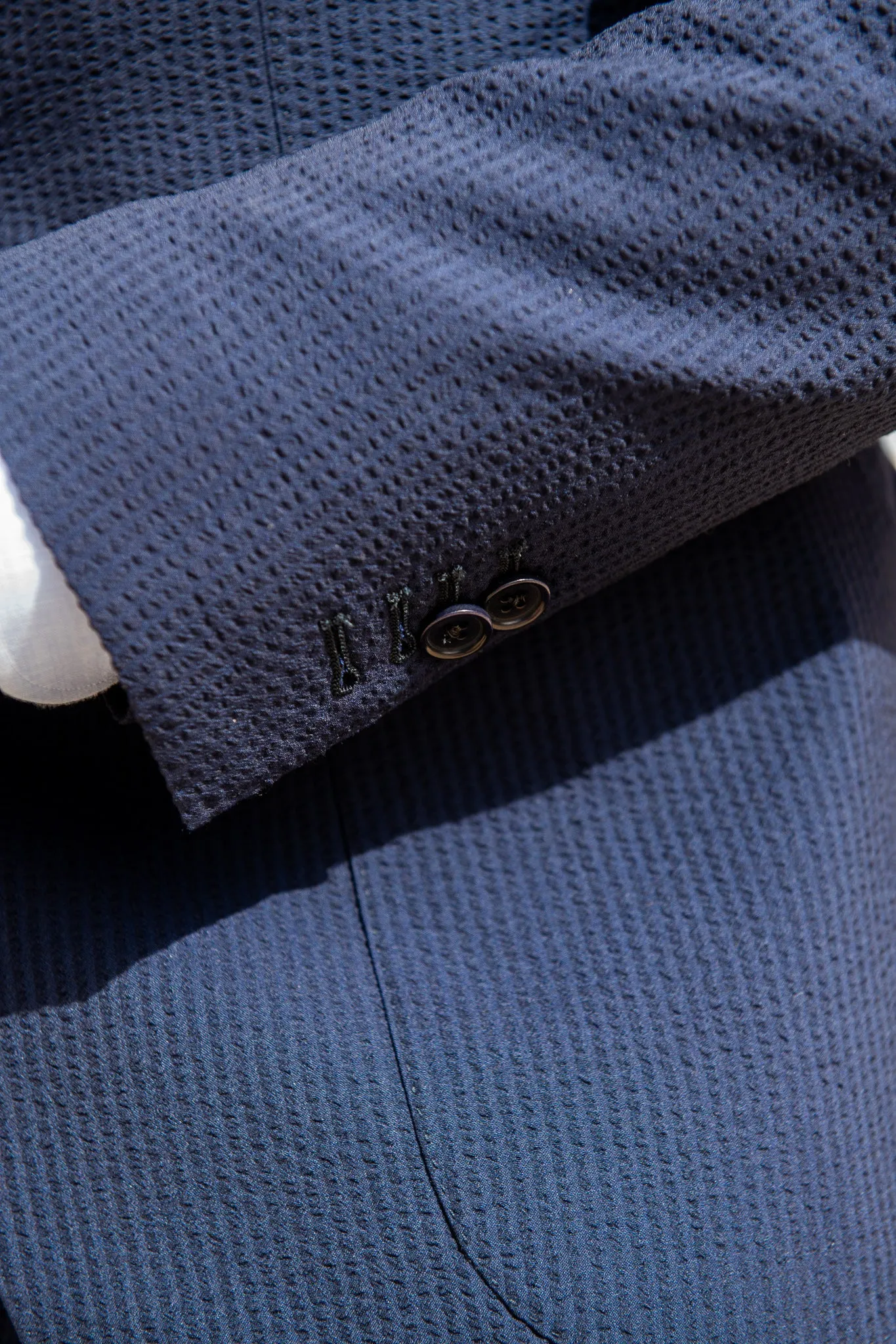 Blue seersucker suit in Loro Piana fabric - Made in Italy