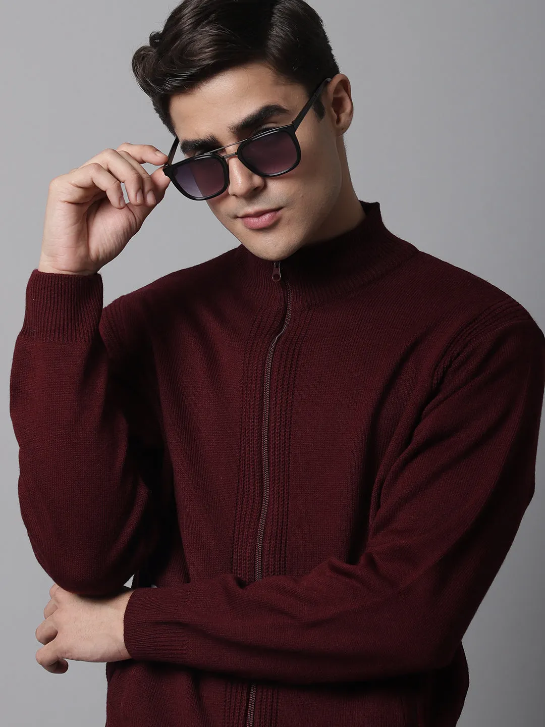 Cantabil  Men Maroon Sweater