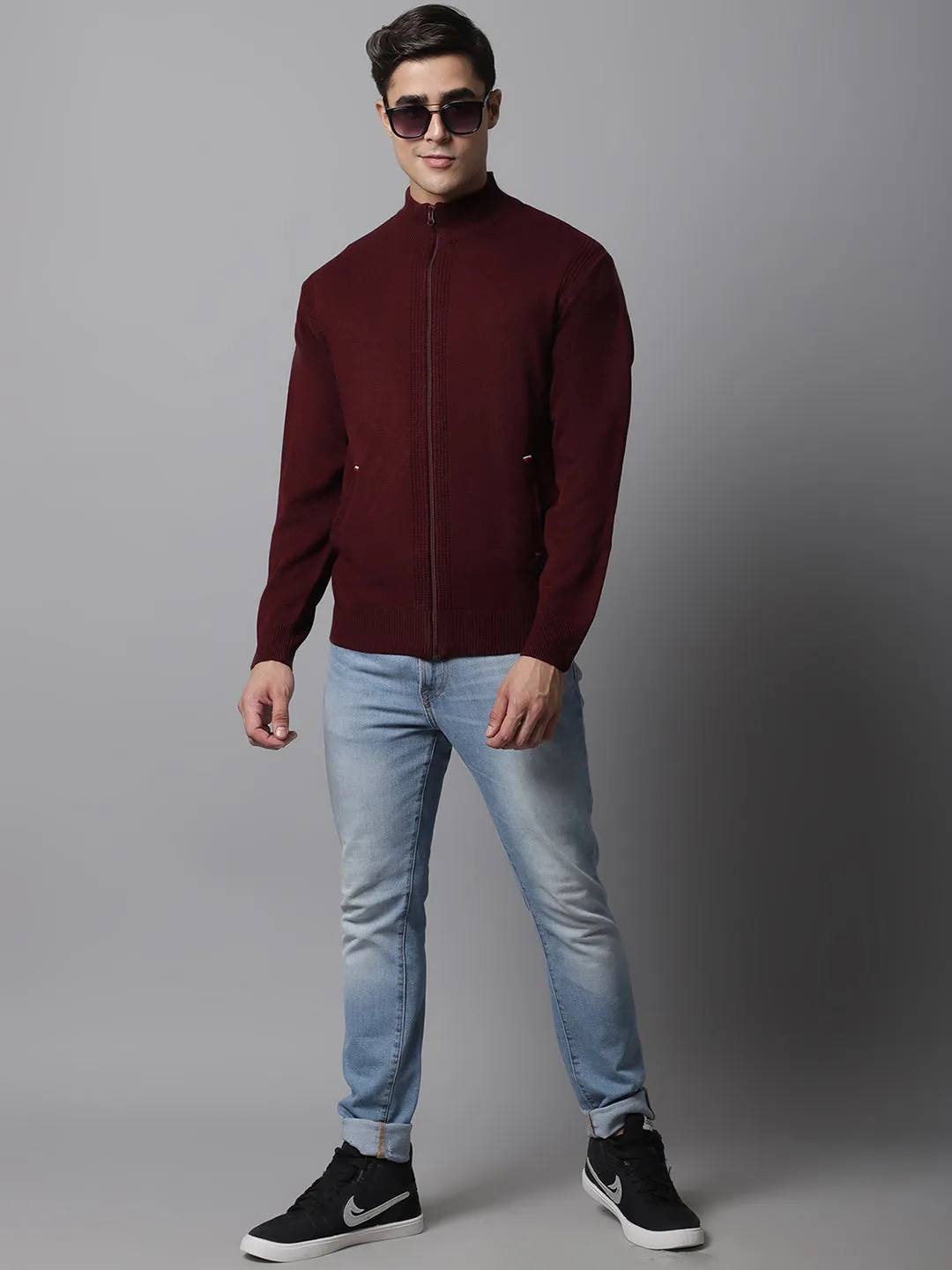 Cantabil  Men Maroon Sweater