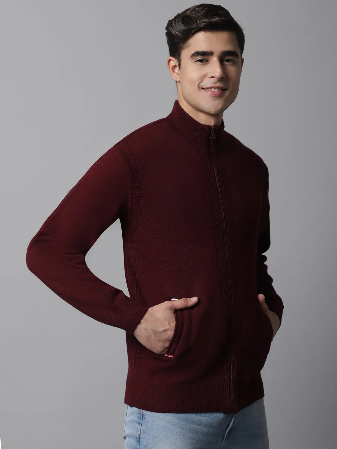 Cantabil  Men Maroon Sweater