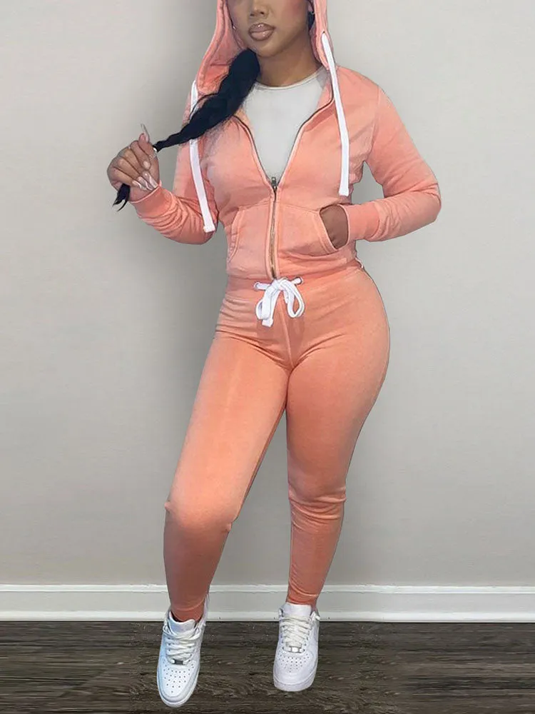 Casual Hoodies And Pant Tracksuit Set