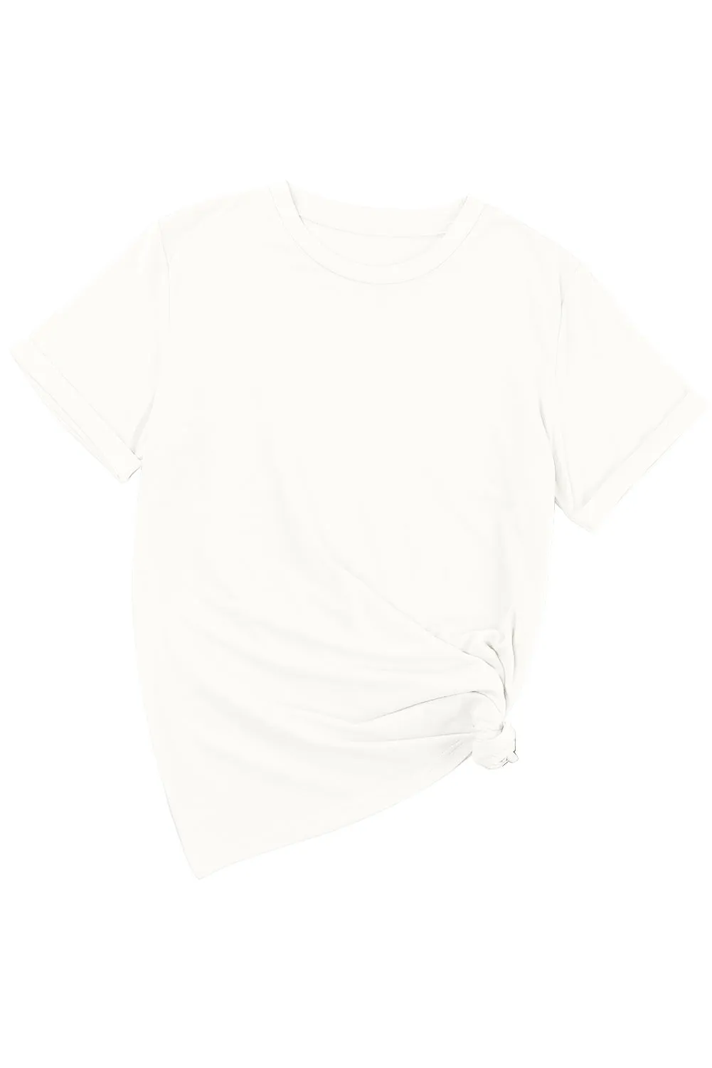 Casual Plain Crew Neck Tee