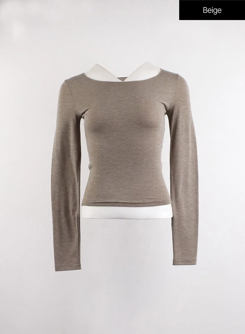 Casual U-Neck Long Sleeve Top CJ417