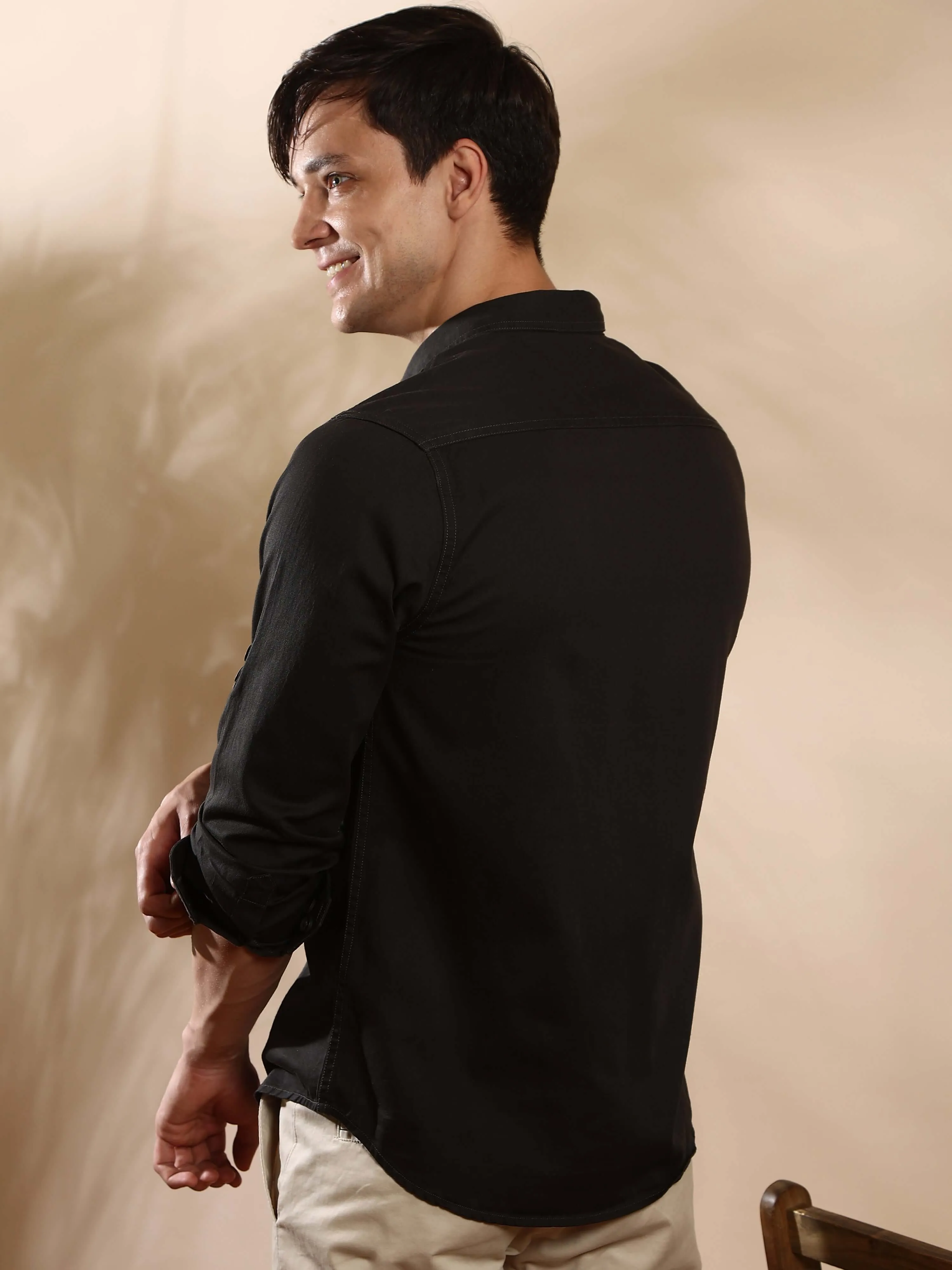 Charcoal grey Cargo casual full sleeve shirt