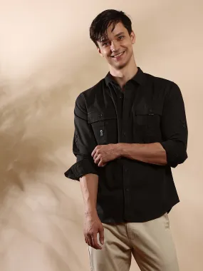 Charcoal grey Cargo casual full sleeve shirt