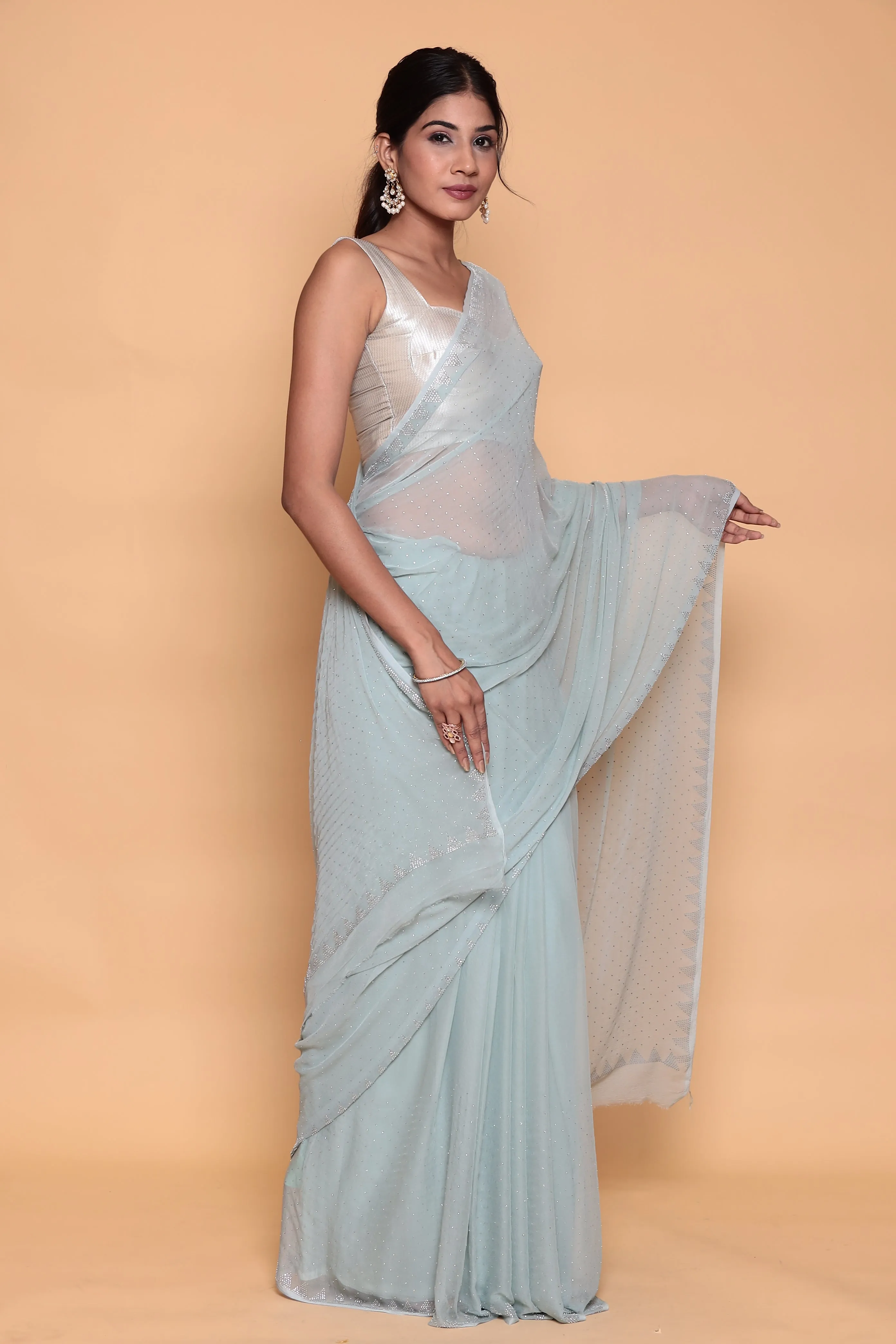 Chiffon Casual Saree with Swarovski work.