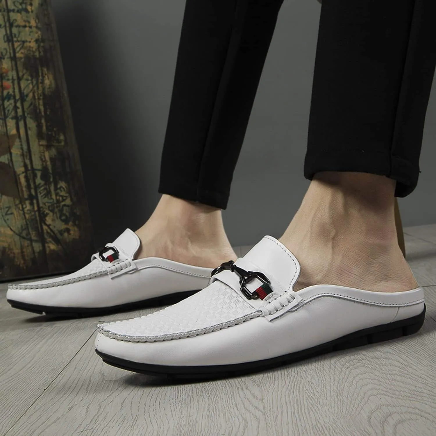 (Clean Up) Men's Casual Breathable Leather Backless Mules