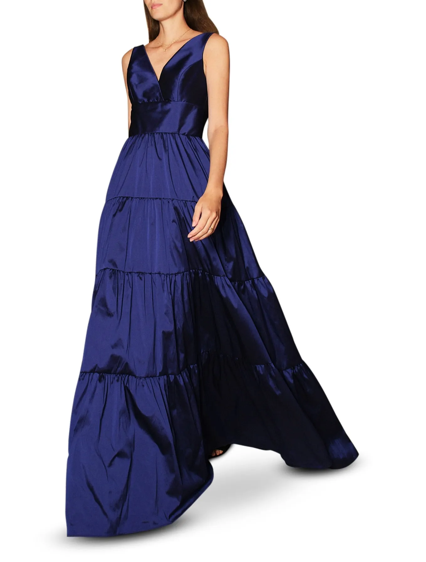 Cobalt Taffeta V-Neck Gown