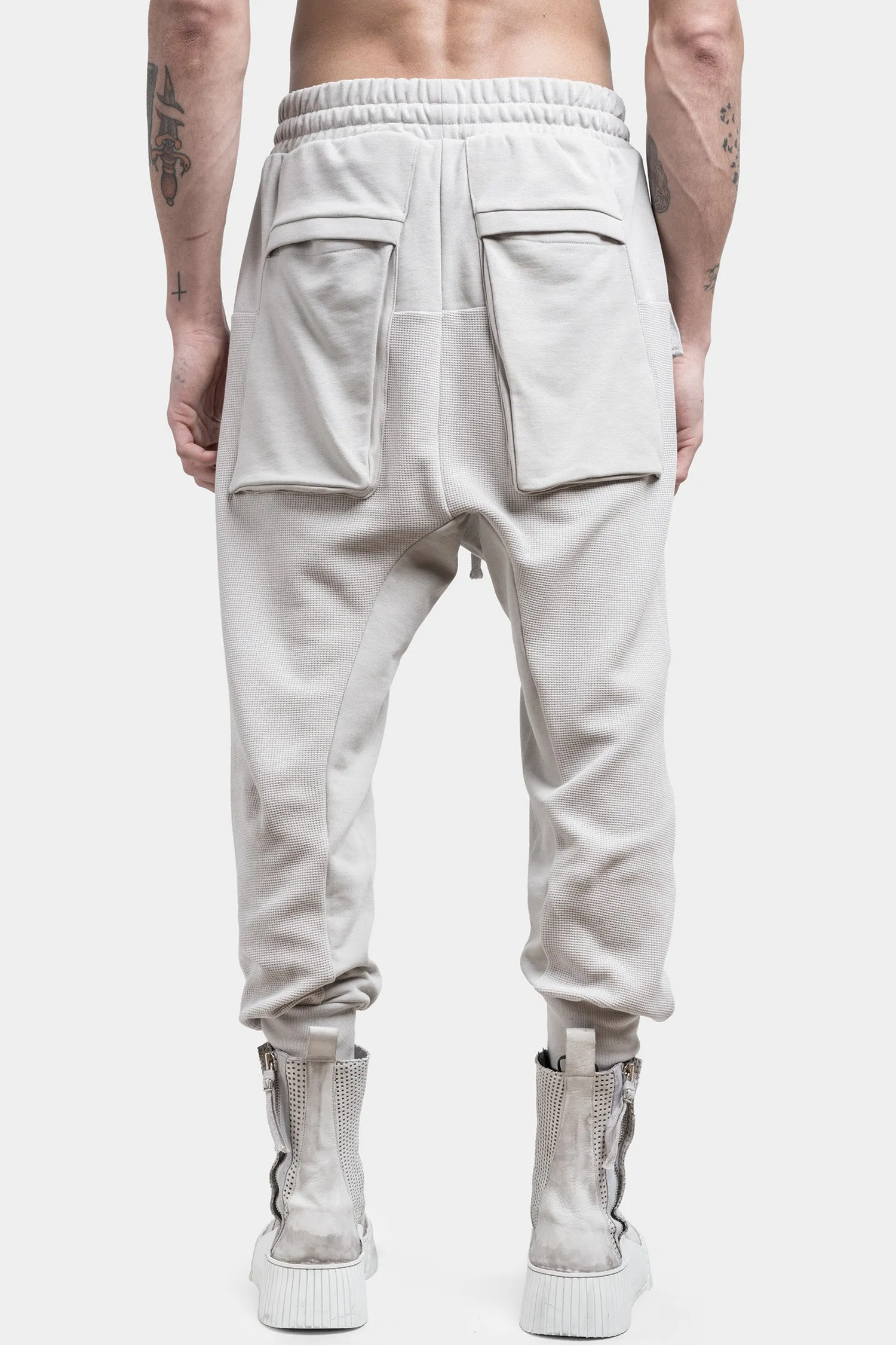 Contrast cotton sweatpants, Silver