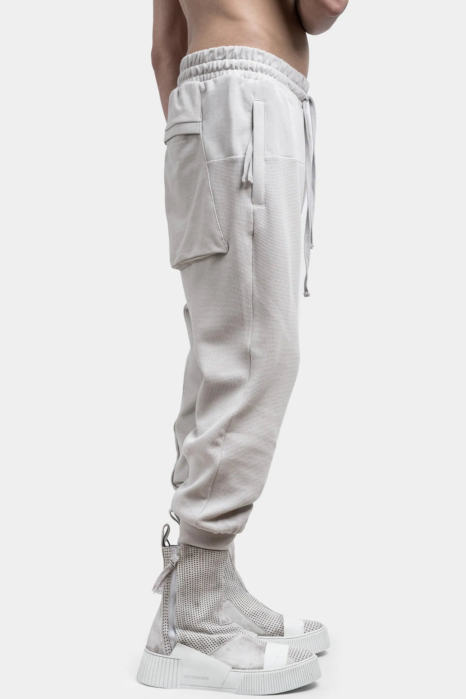 Contrast cotton sweatpants, Silver