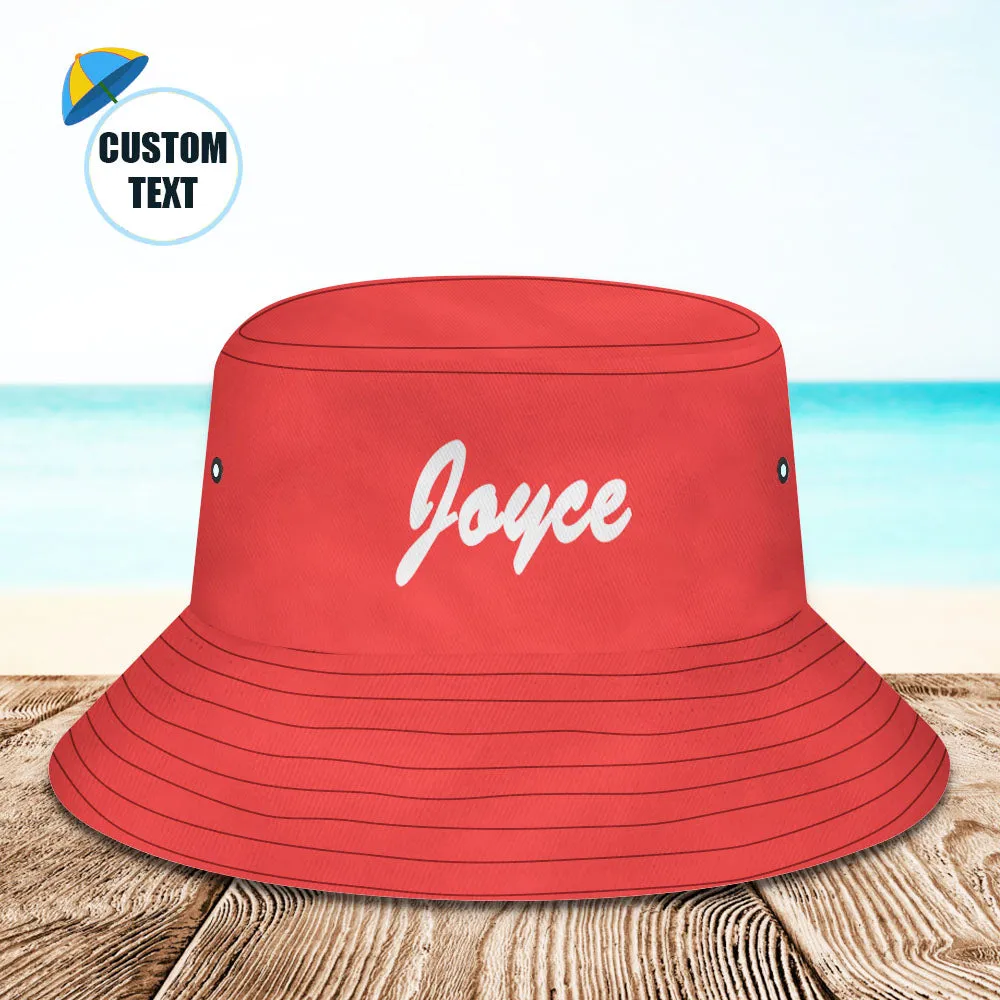 Custom Bucket Hat Unisex Bucket Hat with Text Personalize Wide Brim Outdoor Summer Cap Hiking Beach Sports Hats Gift for Lover Blue