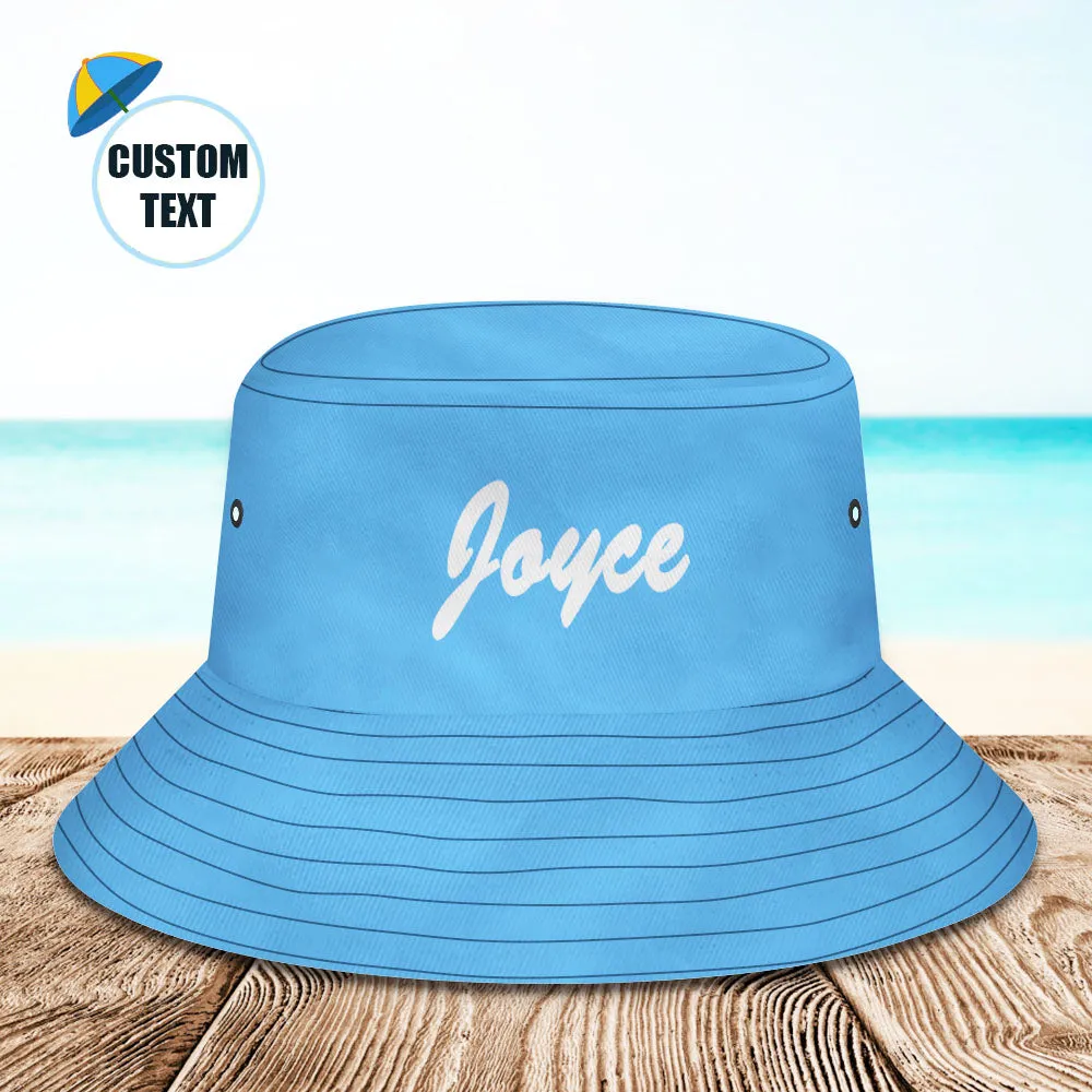 Custom Bucket Hat Unisex Bucket Hat with Text Personalize Wide Brim Outdoor Summer Cap Hiking Beach Sports Hats Gift for Lover White