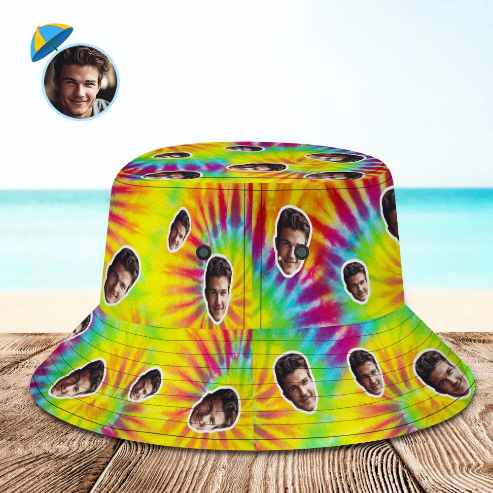 Custom Bucket Hat Unisex Face Bucket Hat Personalized Wide Brim Outdoor Summer Cap Hiking Beach Sports Hats Tie Dye