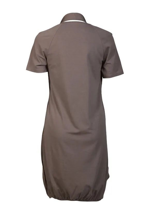 Dark beige Jersey dress with Giraffe print