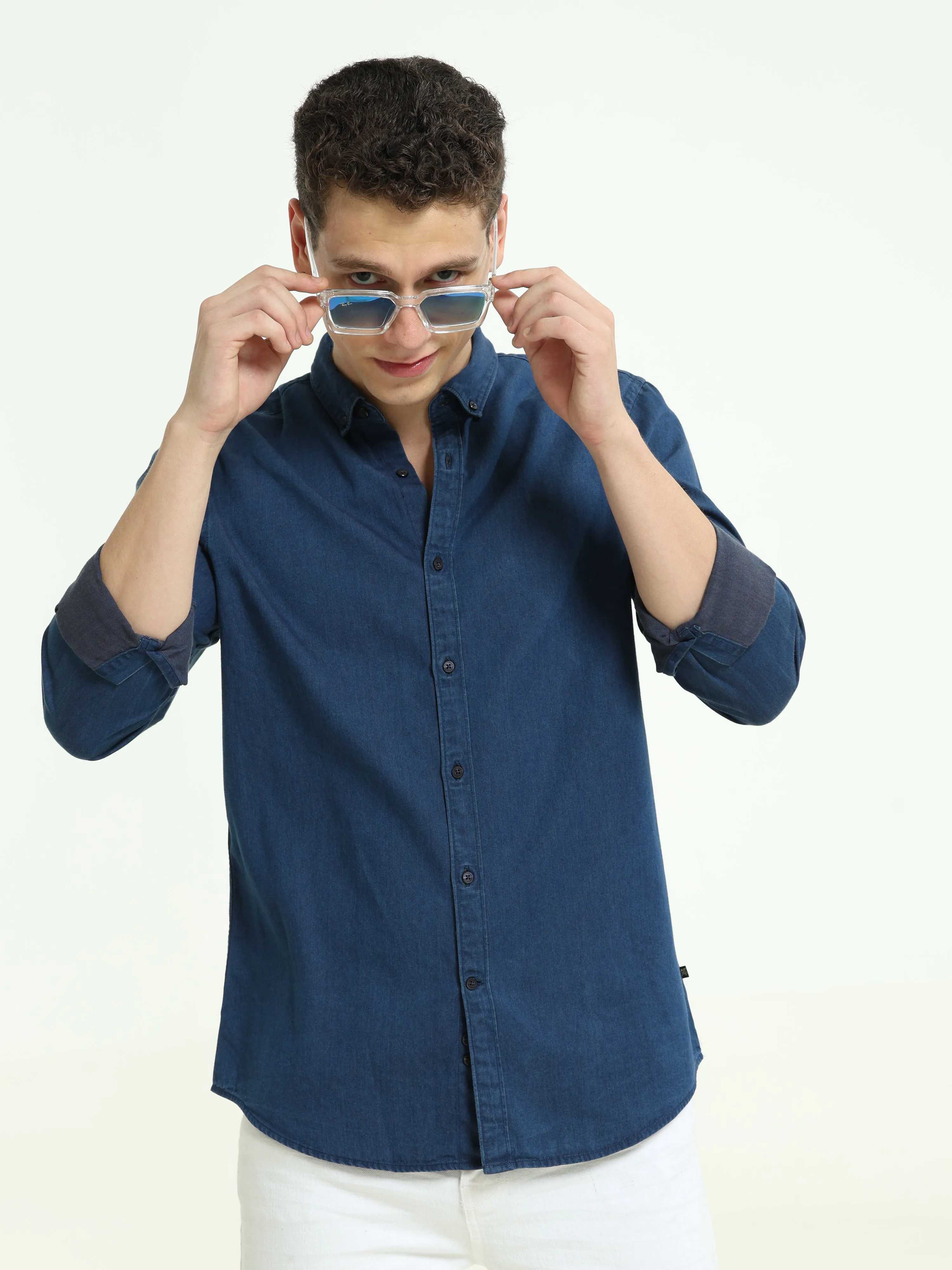 Deep Blue Sea Casual Denim Shirt for Men - Stylish and Comfortable Everyday Wear