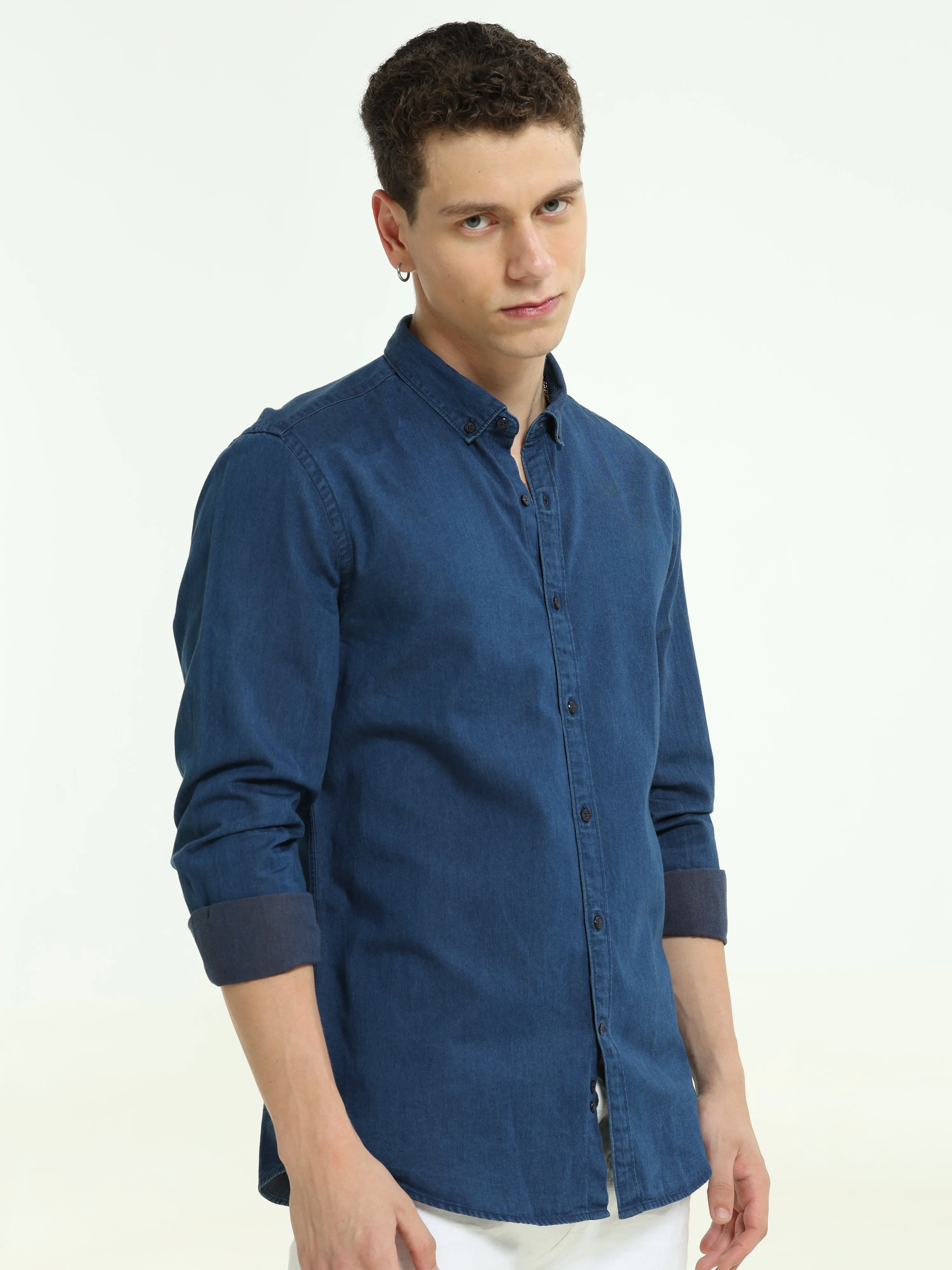 Deep Blue Sea Casual Denim Shirt for Men - Stylish and Comfortable Everyday Wear