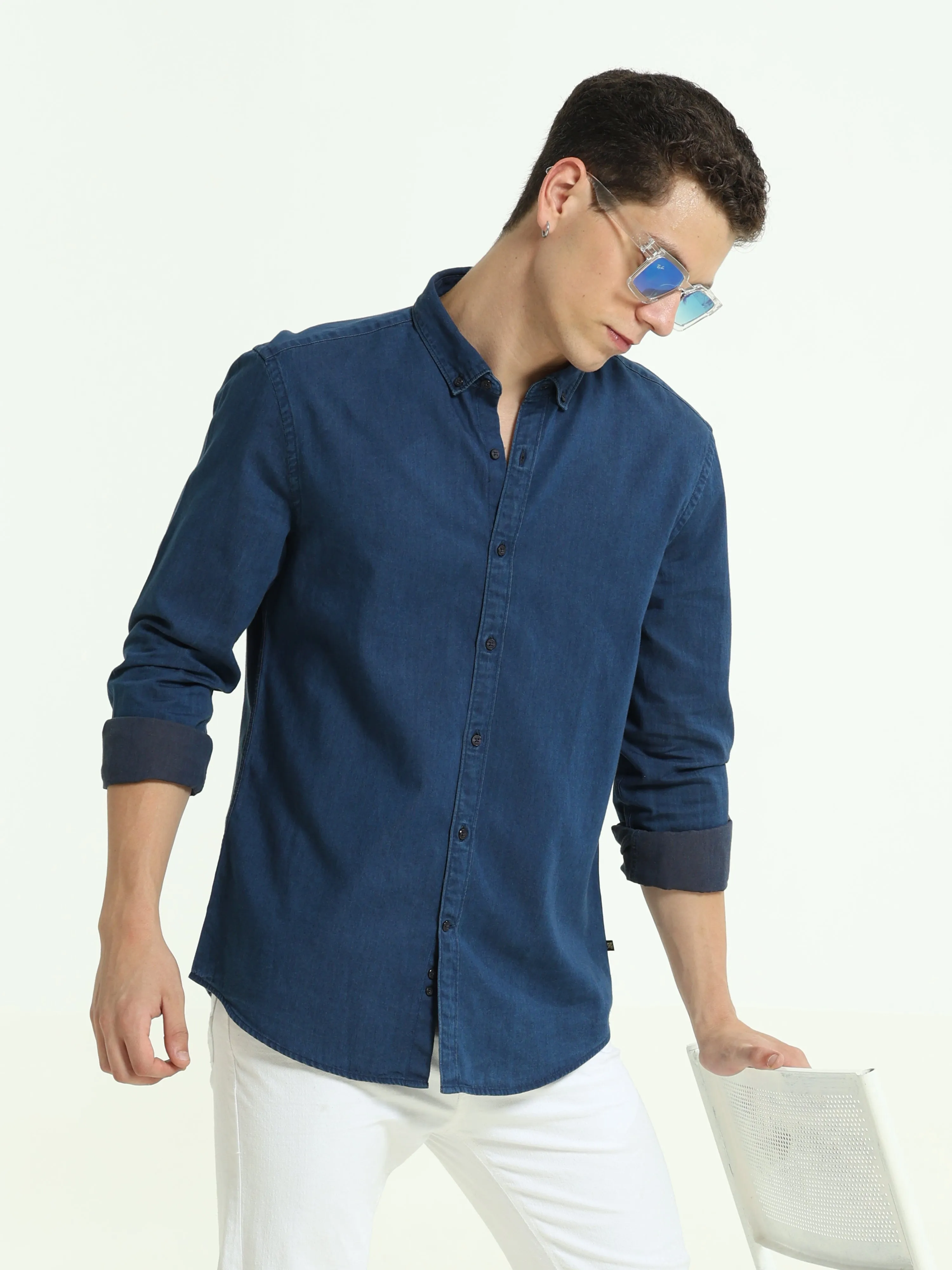 Deep Blue Sea Casual Denim Shirt for Men - Stylish and Comfortable Everyday Wear