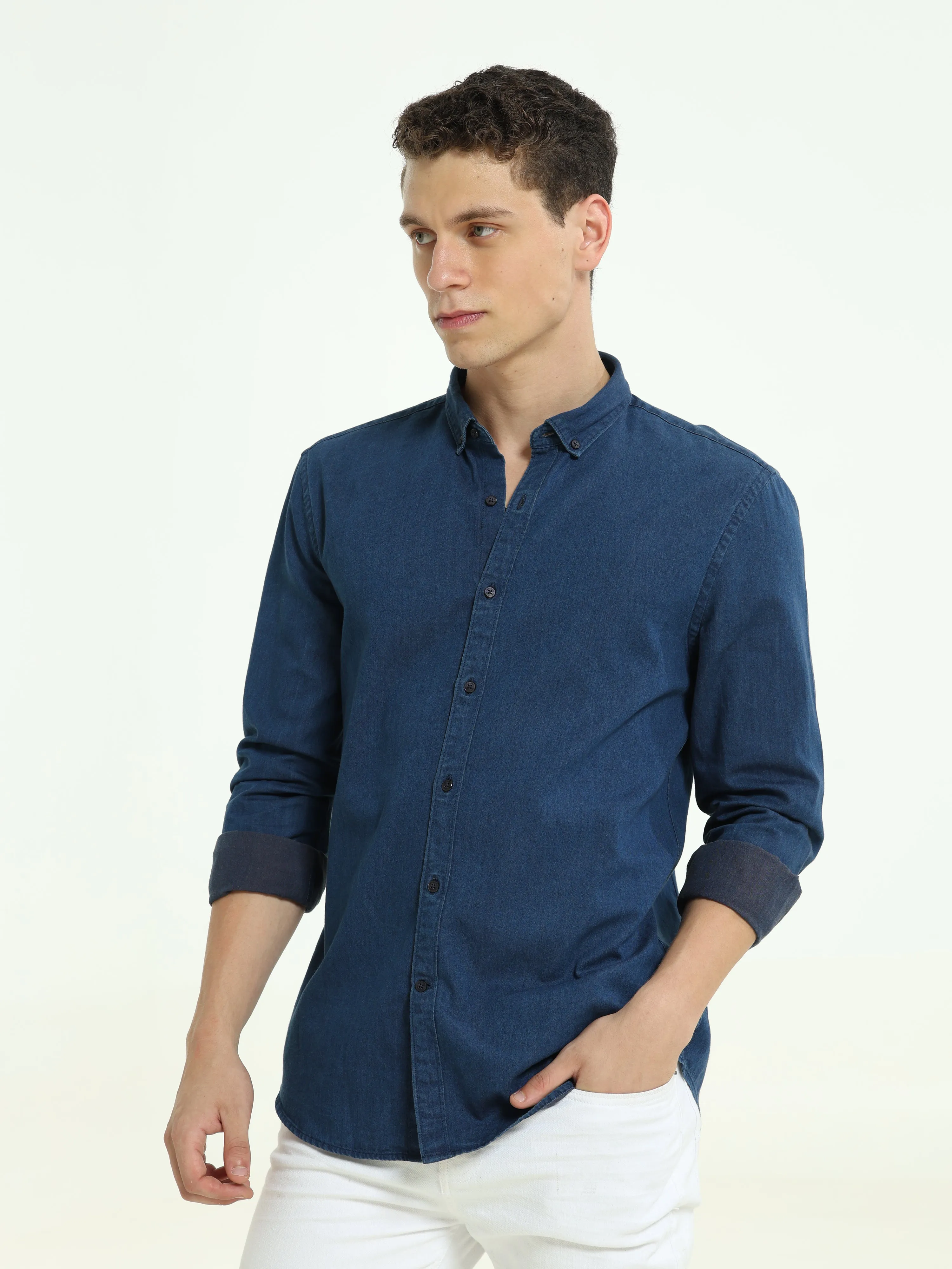 Deep Blue Sea Casual Denim Shirt for Men - Stylish and Comfortable Everyday Wear