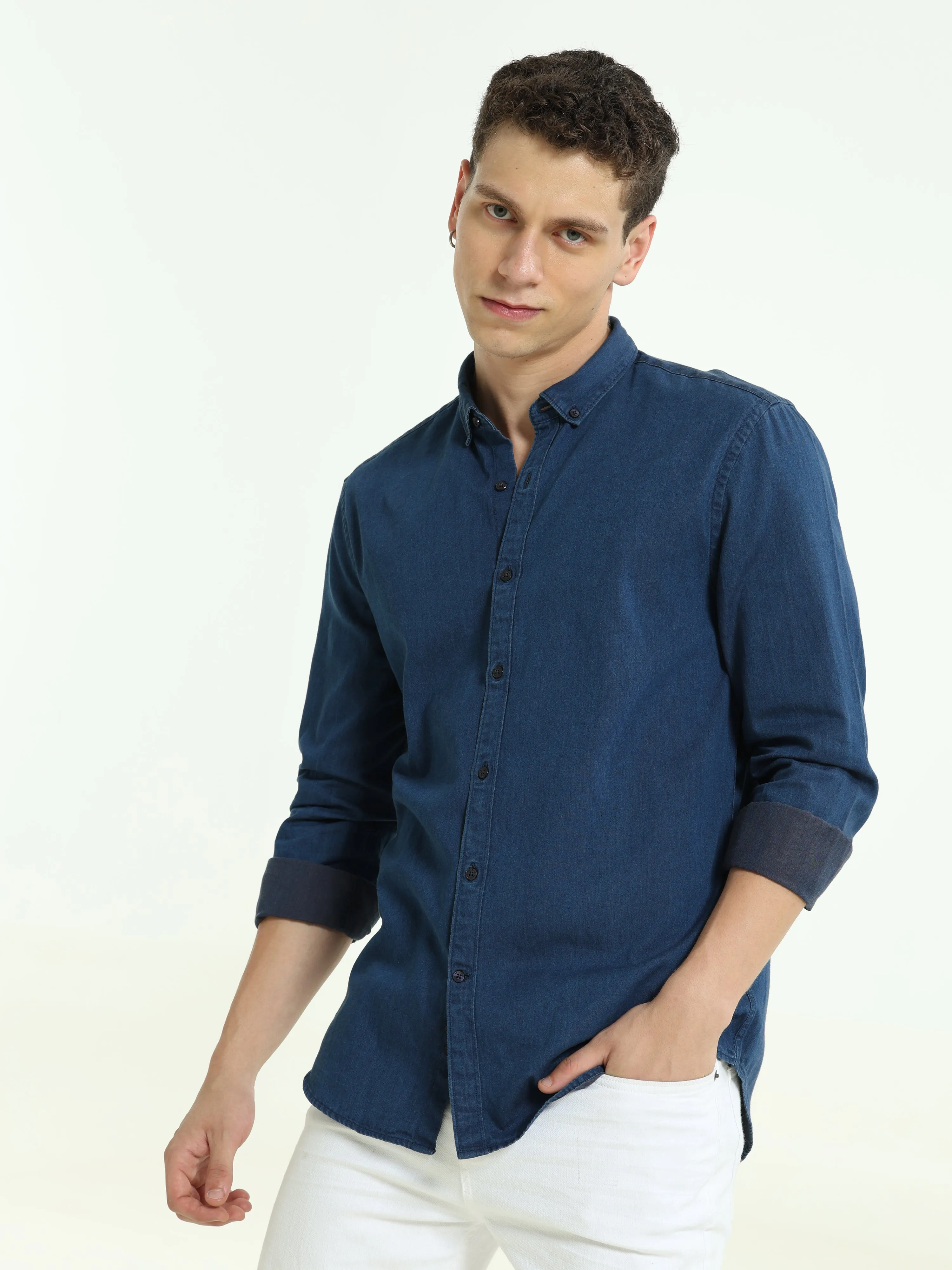 Deep Blue Sea Casual Denim Shirt for Men - Stylish and Comfortable Everyday Wear