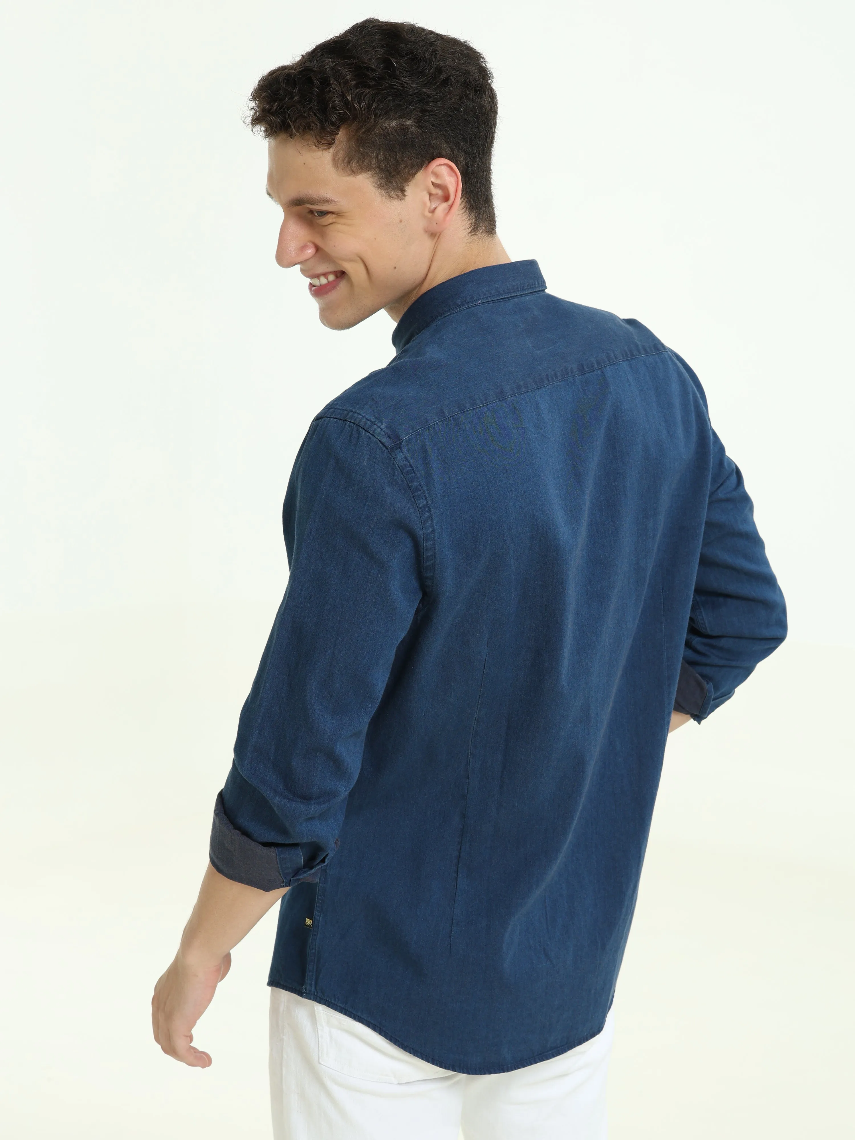 Deep Blue Sea Casual Denim Shirt for Men - Stylish and Comfortable Everyday Wear