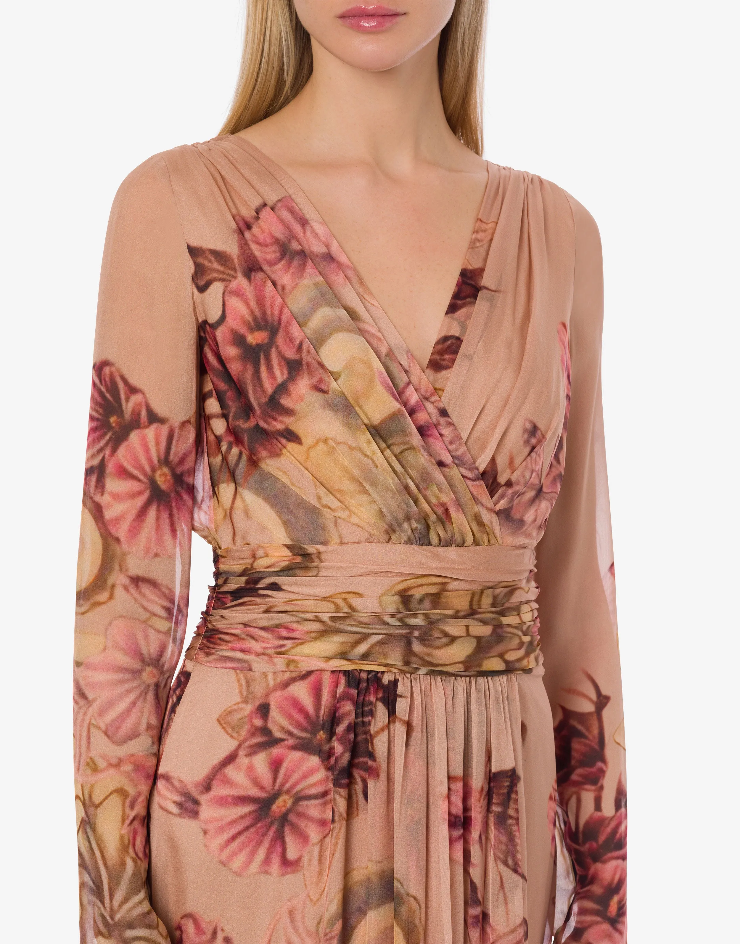 Dress In Chiffon With Tattoo Print