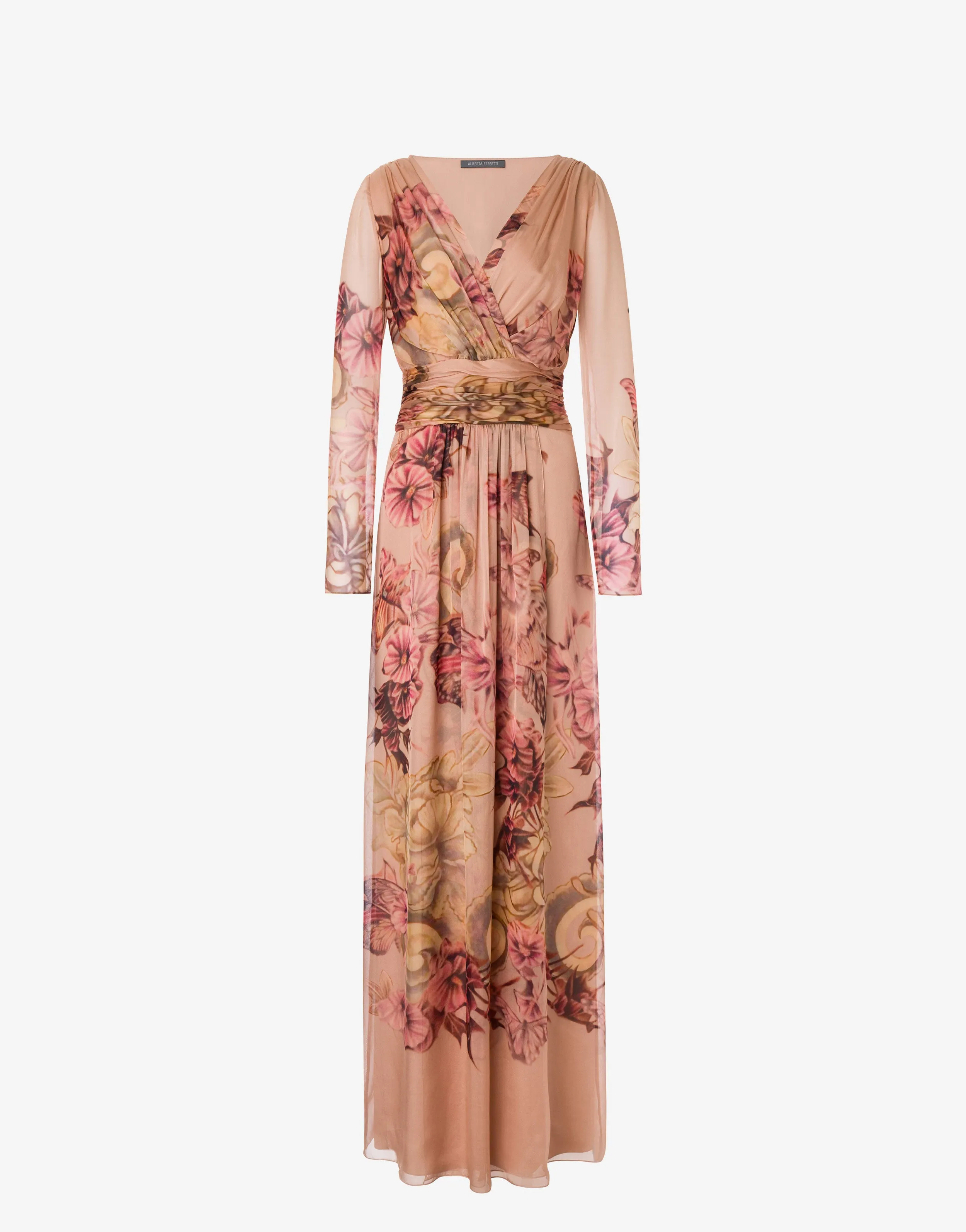 Dress In Chiffon With Tattoo Print