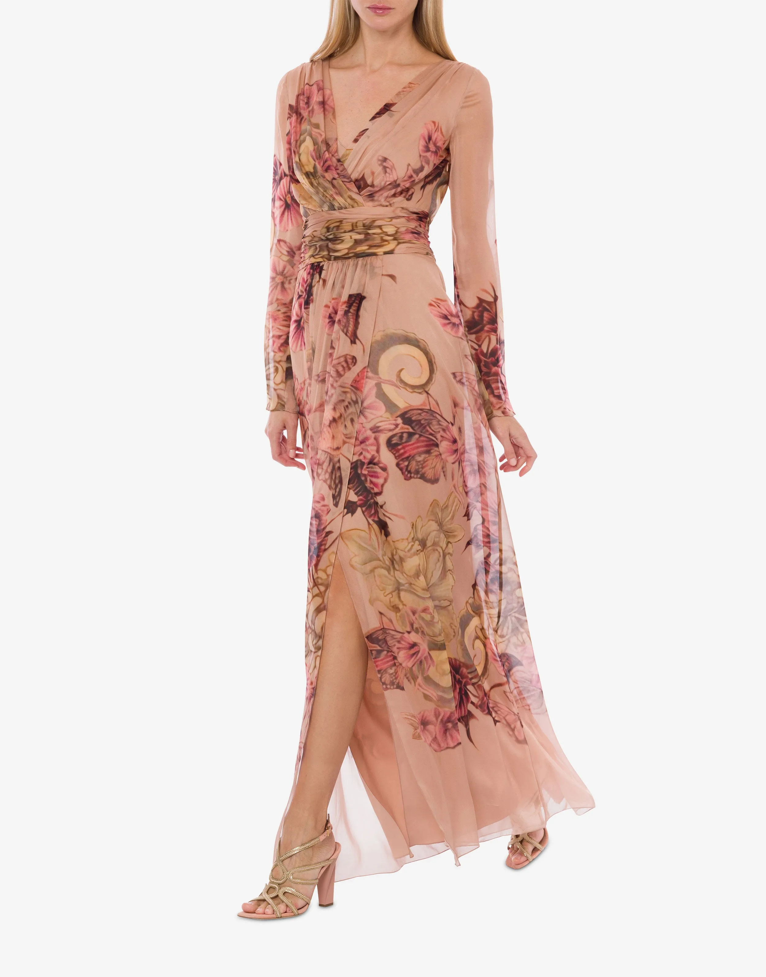 Dress In Chiffon With Tattoo Print