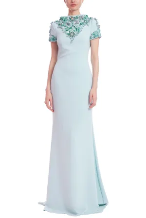 Embellished Funnel Neck Column Gown