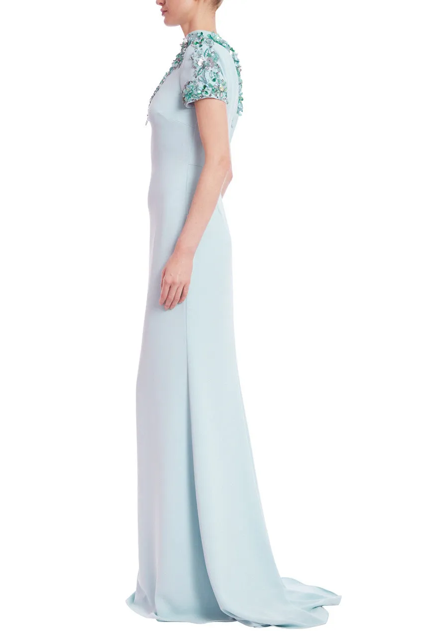 Embellished Funnel Neck Column Gown